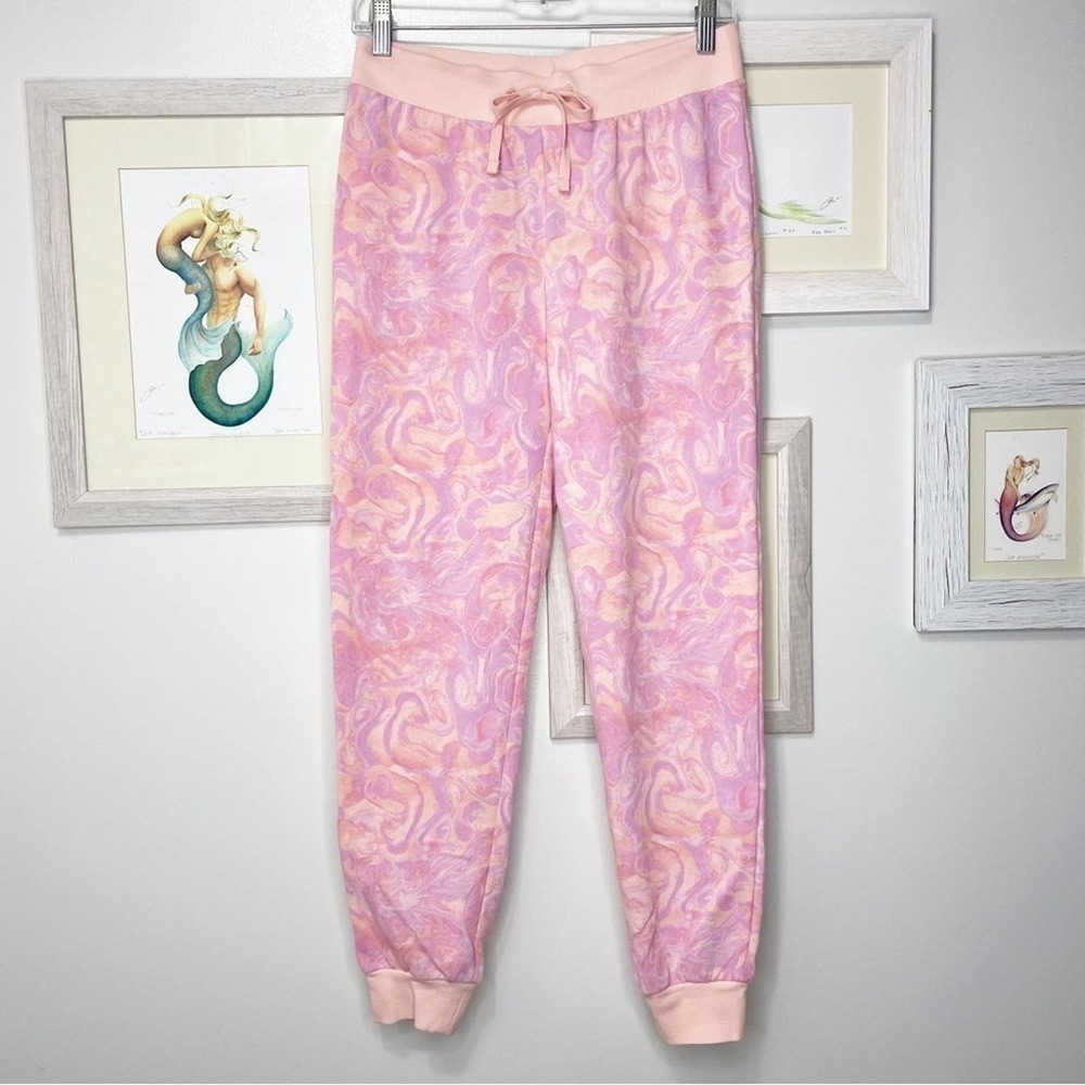 ABOUND Pink & Purple Space Swirl Drawstring Fleece Joggers Size Small